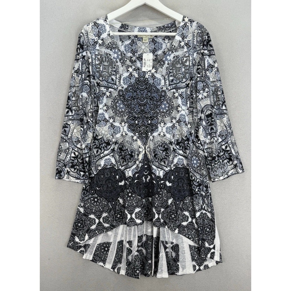Live And Let Live Women's Sz XL Multicolor Hi & Low Tunic Top w/ Rhinestones NWT